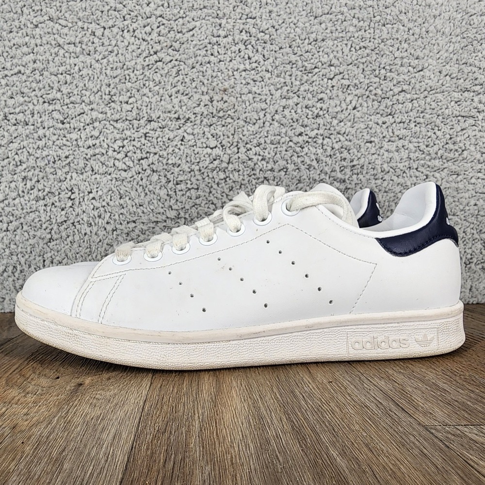 Adidas Stan Smith Womens‎ Size US 6.5 White Navy Sneakers Leather Tennis Shoes - Picture 2 of 9
